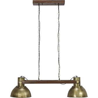 Podwójna lampa wisząca Ashby vintage złota drewno